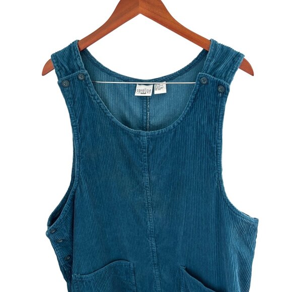 VTG Carolina Colours Women's Plus 2X Blue Corduroy Jumper Dress 100% Cotton Butt - Picture 3 of 7